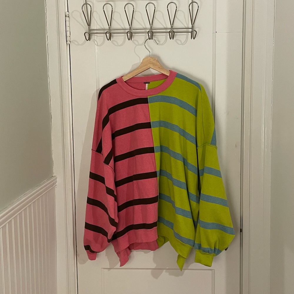 Free People Uptown Stripe Pullover in Pink